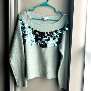 Calligraphie women's Pullover Sweater Sequin baby blue Size S
